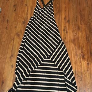 Venus tan and black striped dress high low strap back size small faux wrap